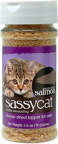 Herbsmith Sassy Cat Kibble Condimento  Salmón liofilizado  Decoración de comida para gatos para comedores exigentes  Salmón capturado en la