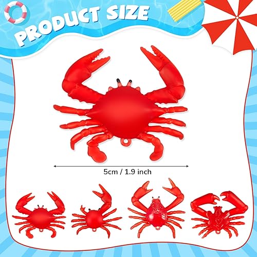 Miniatura 9 de Lewtemi 50 piezas de mini juguetes falsos de cangrejo de cangrejo de cangrejo rojo de caucho TPR suave modelos de langosta decoración para educación