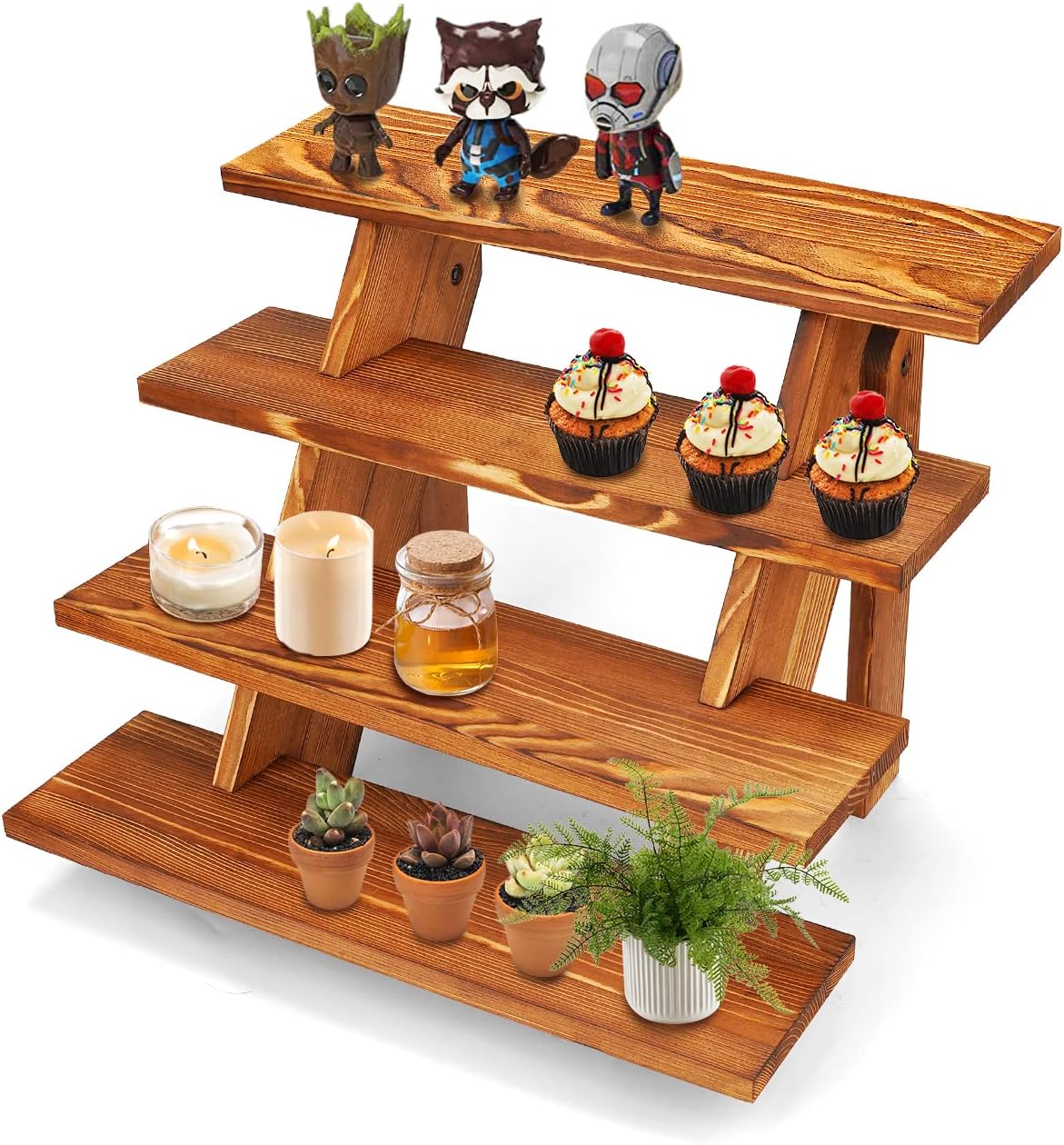 Amazon.com: ZYP 4-Tier Wooden Retail Display Riser Wooden Display Stand ...