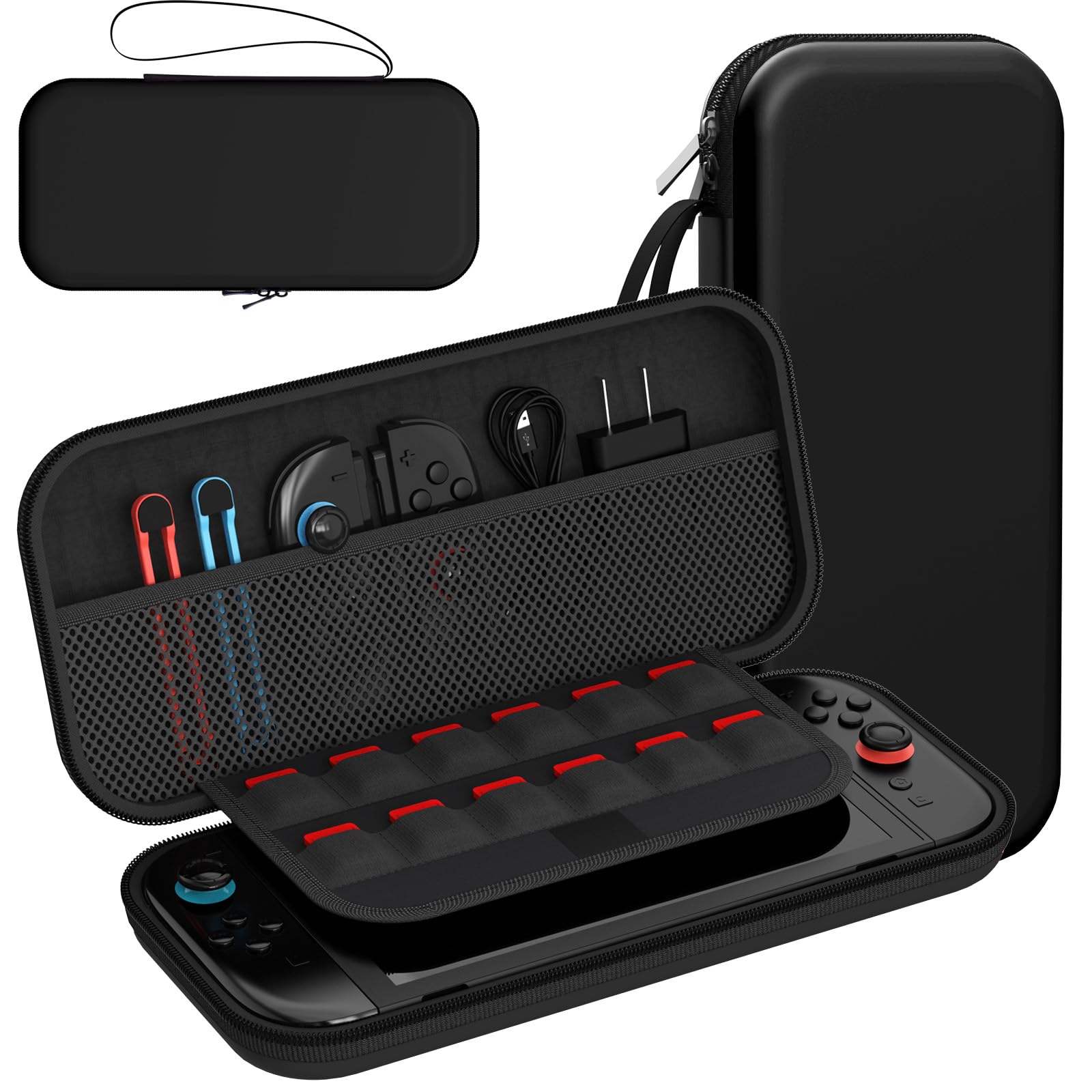 Switch Carrying Case Compatible with Nintendo Switch 2 (2025), Portable Switch Travel Carry Case, Protective Shell Pouch with Pockets for Accessories (Black)