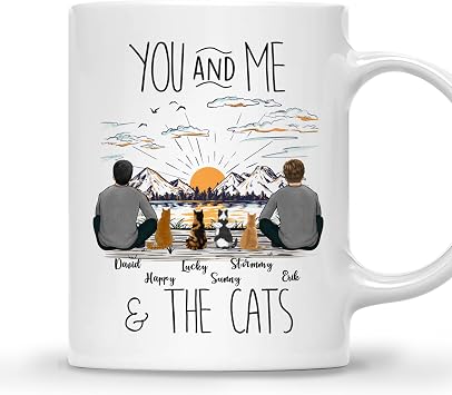 Gossby Personalized Cat Dad Mug - Custom Names Coffee Cup Gift for Him