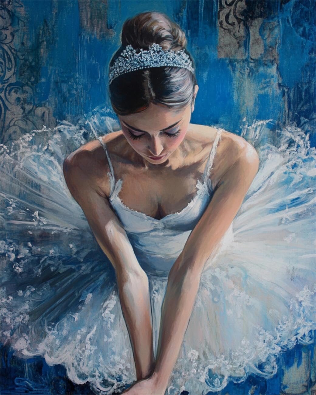 RKFLGEW 14CT Embroidery Kit Dancer Oil Painting Cross Stitch Starter Set for Adults DIY Needlepoint Kits Embroidery Patterns Home Decoration 40x50cm