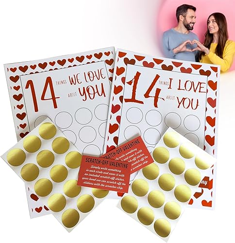 Tarjetas para raspar el día de San Valentín, 14 cosas que amamos de ti, 2 piezas de calendario de Adviento del día de San Valentín, regalo