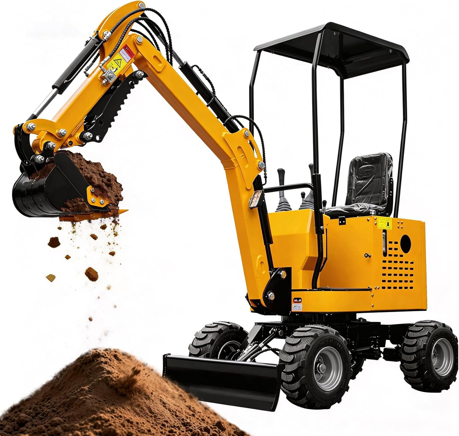 MMS 1 Ton Mini Excavator with Wheels, 13.5HP RATO Gas Engine, 20'' Digging Bucket and Mechanical Thumb Clip, US Stock Compact Wheels Mini Excavator for Trenches, Farm, Construction