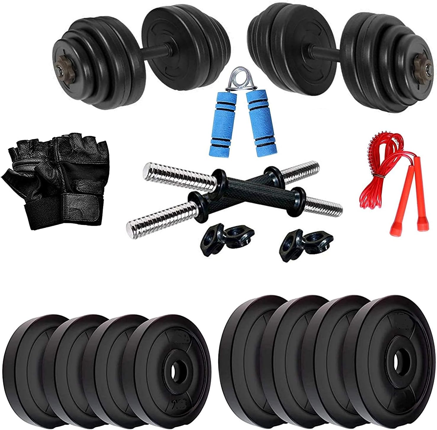 Bodyfit 12KG Weight Plates, 2x14inch D.Rods Home Gym dumbell set ...