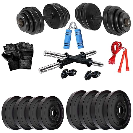 Bodyfit 1111 10 Kg Dumbbell Set Combo Offer (Black)
