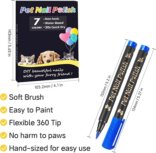 Miniatura 11 de Bolígrafos de esmalte de uñas para perros de secado rápido, juego de 12 colores seguros para uñas bonitas, regalos ideales para perros, gatos, uñas