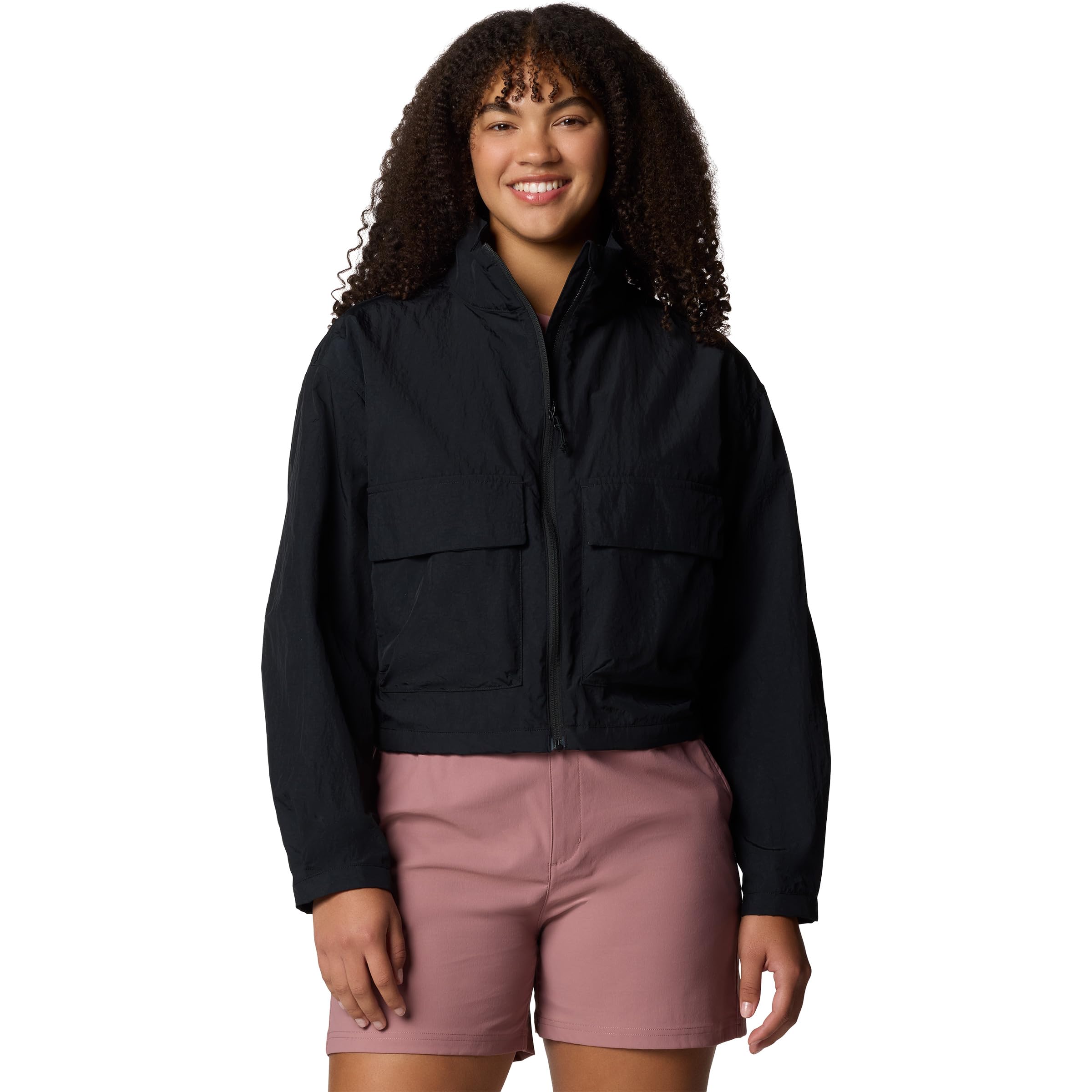 Paracutie - Cortavientos tipo cargo para mujer, color negro, S, Negro -, S
