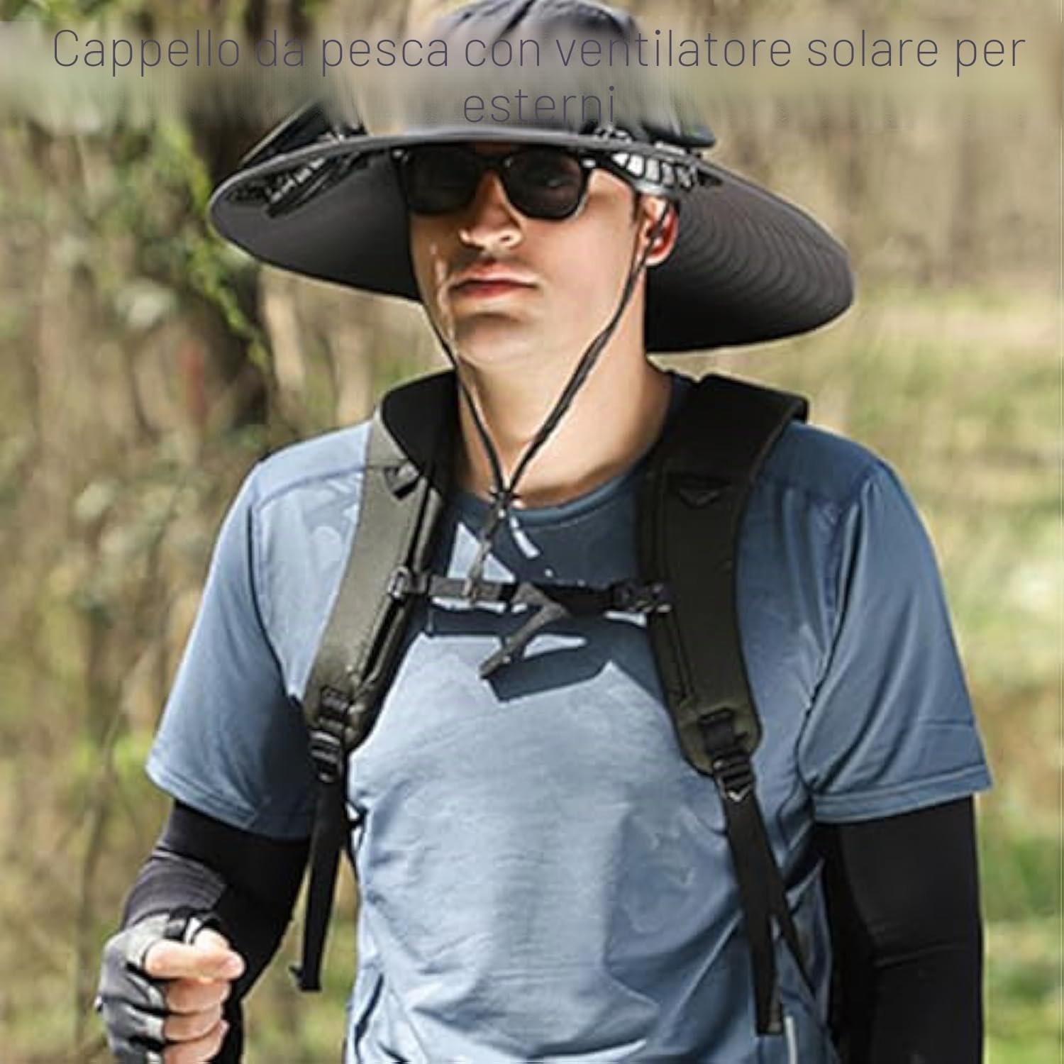 2025 New Solar Fan Outdoor Fishing Hat, Outdoor Wide Brim Sun Hat with Fans Solar Power Built in for Men Women