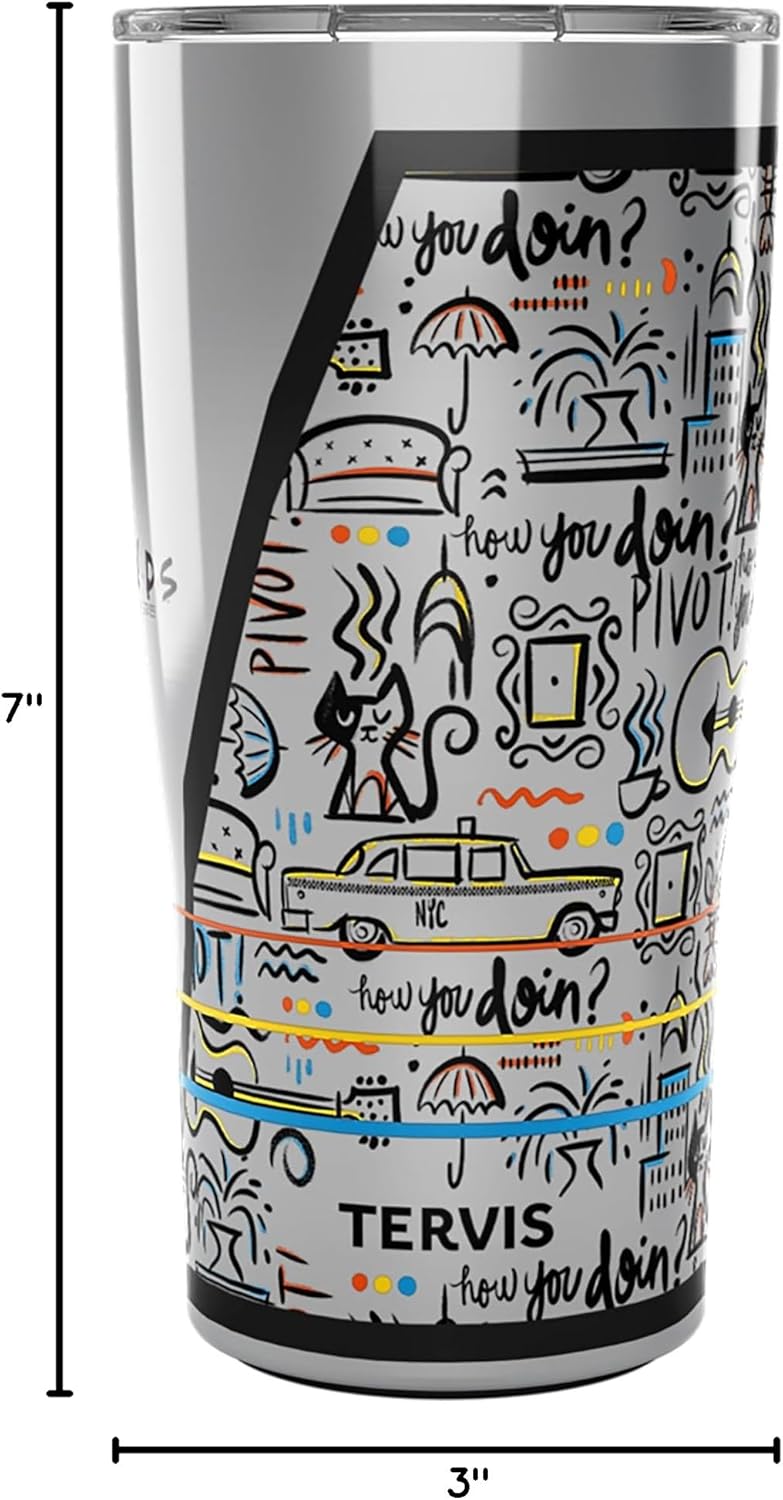 Tervis Traveler Friends Pattern Triple Walled Insulated Tumbler Travel Cup Keeps Drinks Cold & Hot, 20oz, Stainless Steel - Image 9