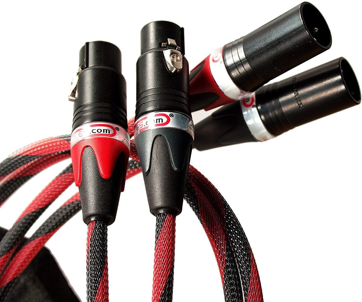 Limited Stock Better Cables Silver Serpent Anniversary Edition Red/Black Balanced XLR Audiophile Audio Cables (Pair - 2 Cables) - High-End, High-Performance, Silver/Copper Hybrid, Low-Capacitance - 25 Feet