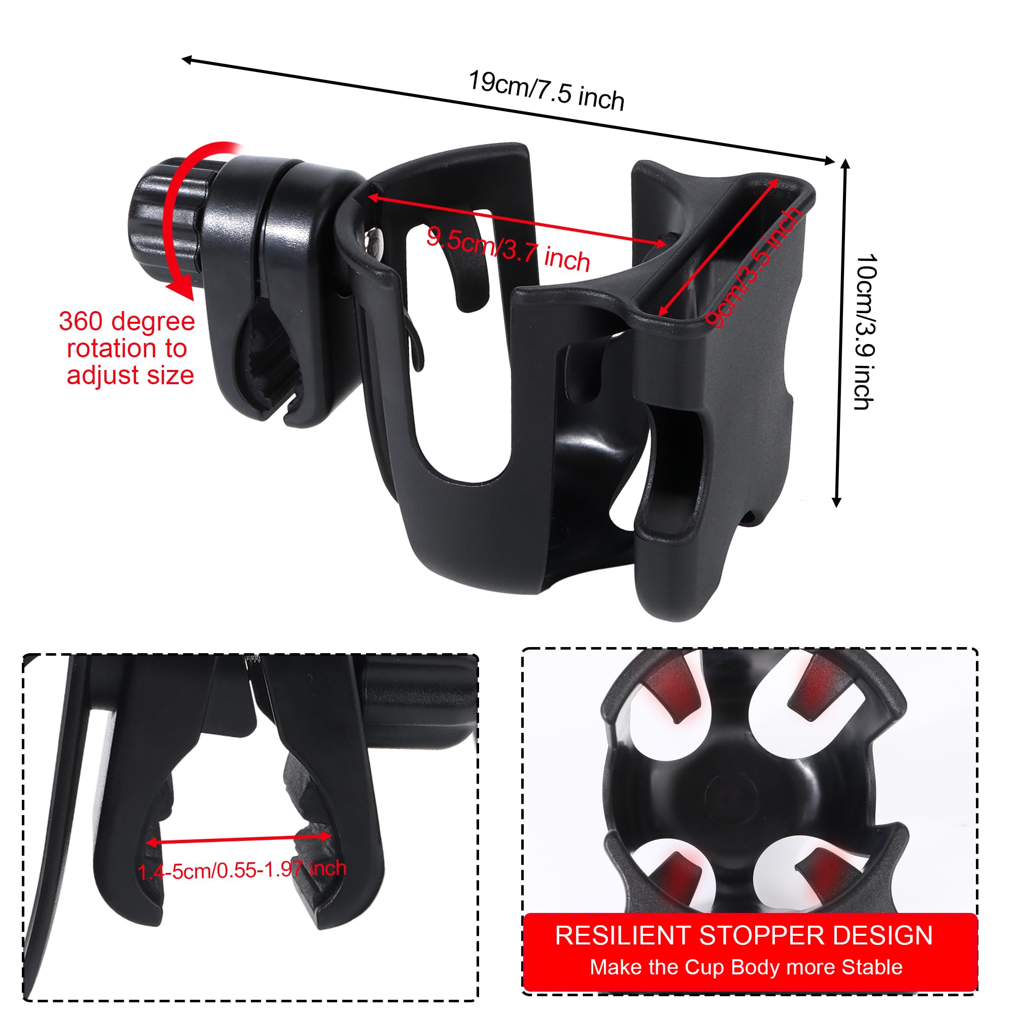 Portabicchieri per Passeggino, Portabicchieri Universale Con Supporto per Telefono Accessori per Passeggino Portabottiglie per carrozzina, passeggino, bicicletta