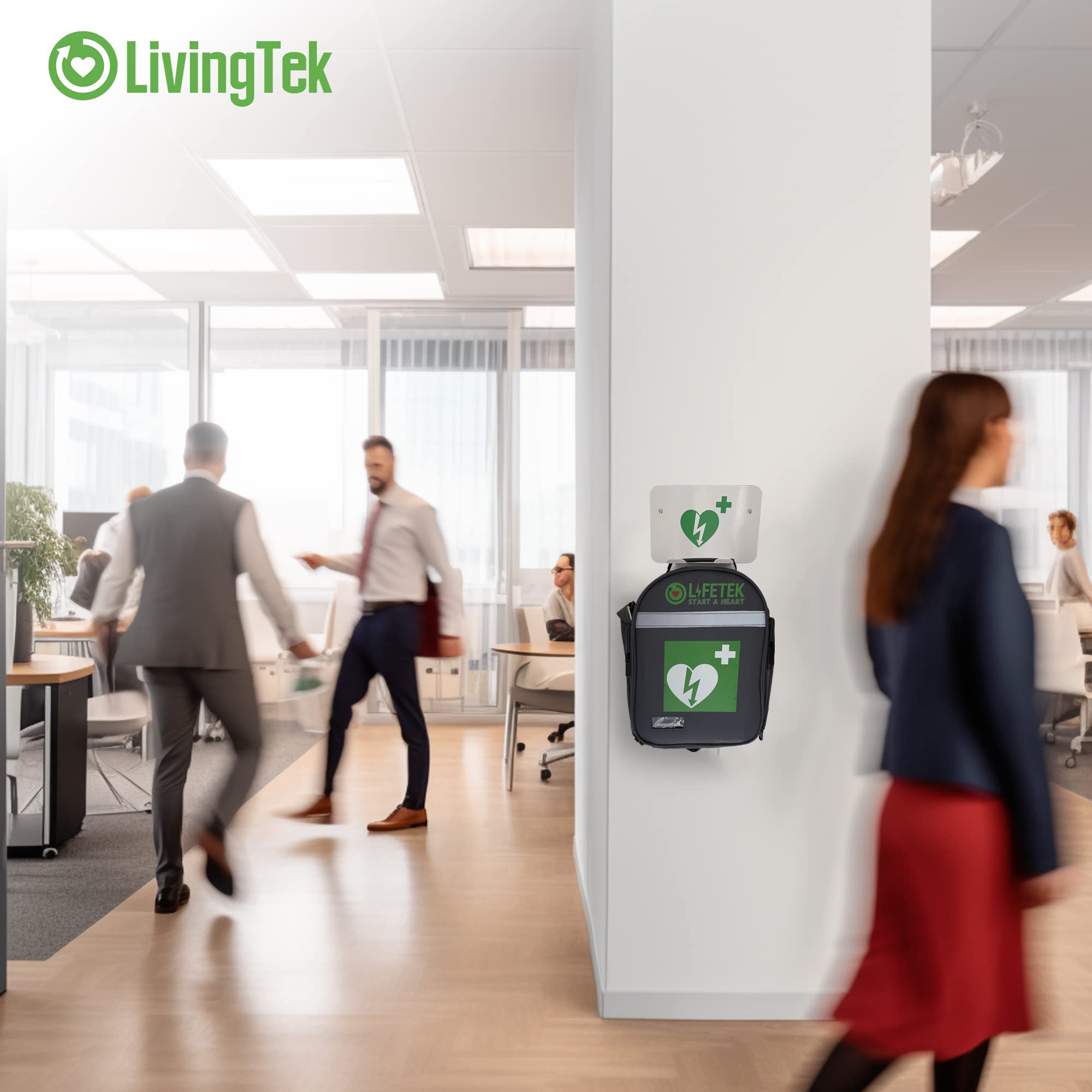 Metall Wandhalterung für Defibrillator AED/DAE inkl. Befestigungsschrauben, Defibrillator-Symbol, extra Defibrillator-Aufkleber, Einfach an die Wand zu hängen, 220g