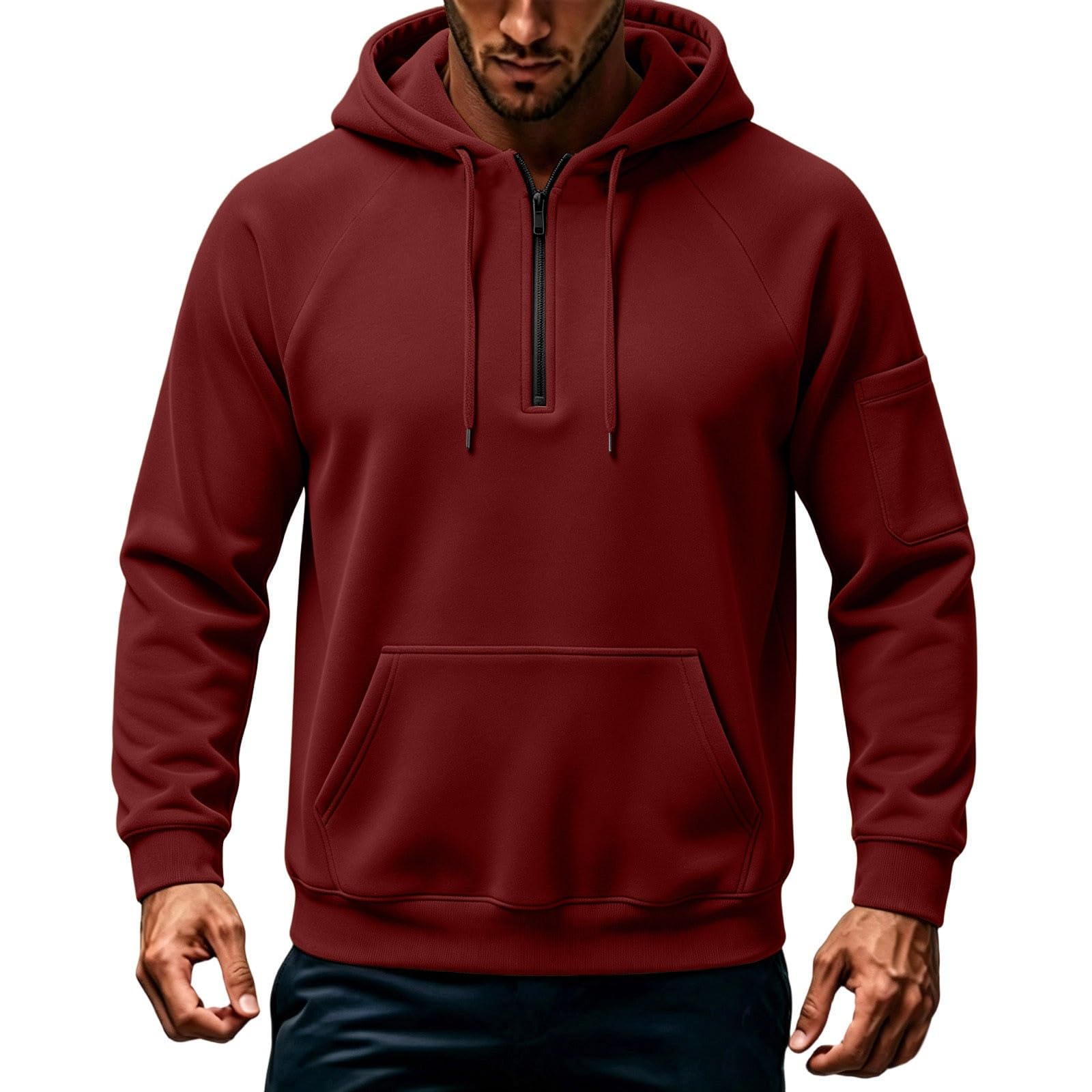Sweat Homme Col Rond, Polaire, Fermeture Zippée, Poche, Style Sportswear