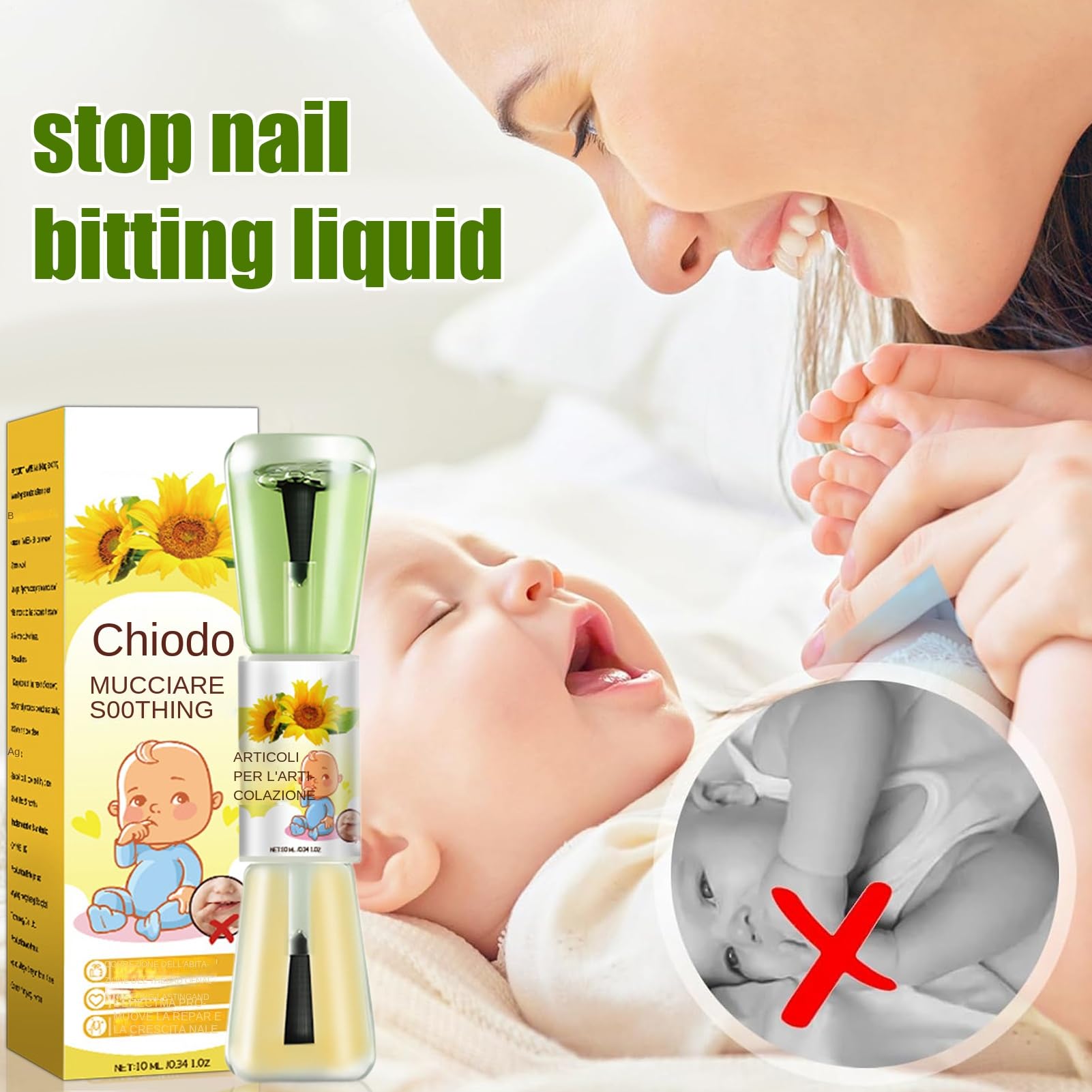 Smalto Per Unghie Toddler 10 Ml - Smalto Liquido Per La Cura Delle Unghie Al Gusto Amaro Alle Erbe, Smalto Per Prevenire Il Morso Delle Unghie Dei Bambini | Uso Giorno E Notte Per Bambini