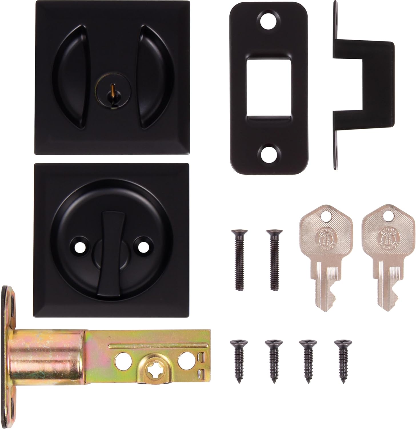 Stone Harbor Hardware Contemporary Square Pocket Door Lock, Entry Function, 2-3/8" Backset, Matte Black