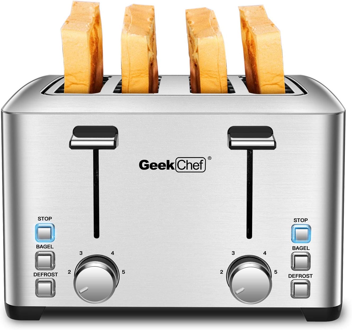 Geek Chef 4 Slice toaster, 4 Extra Wide Slots, Best Rated