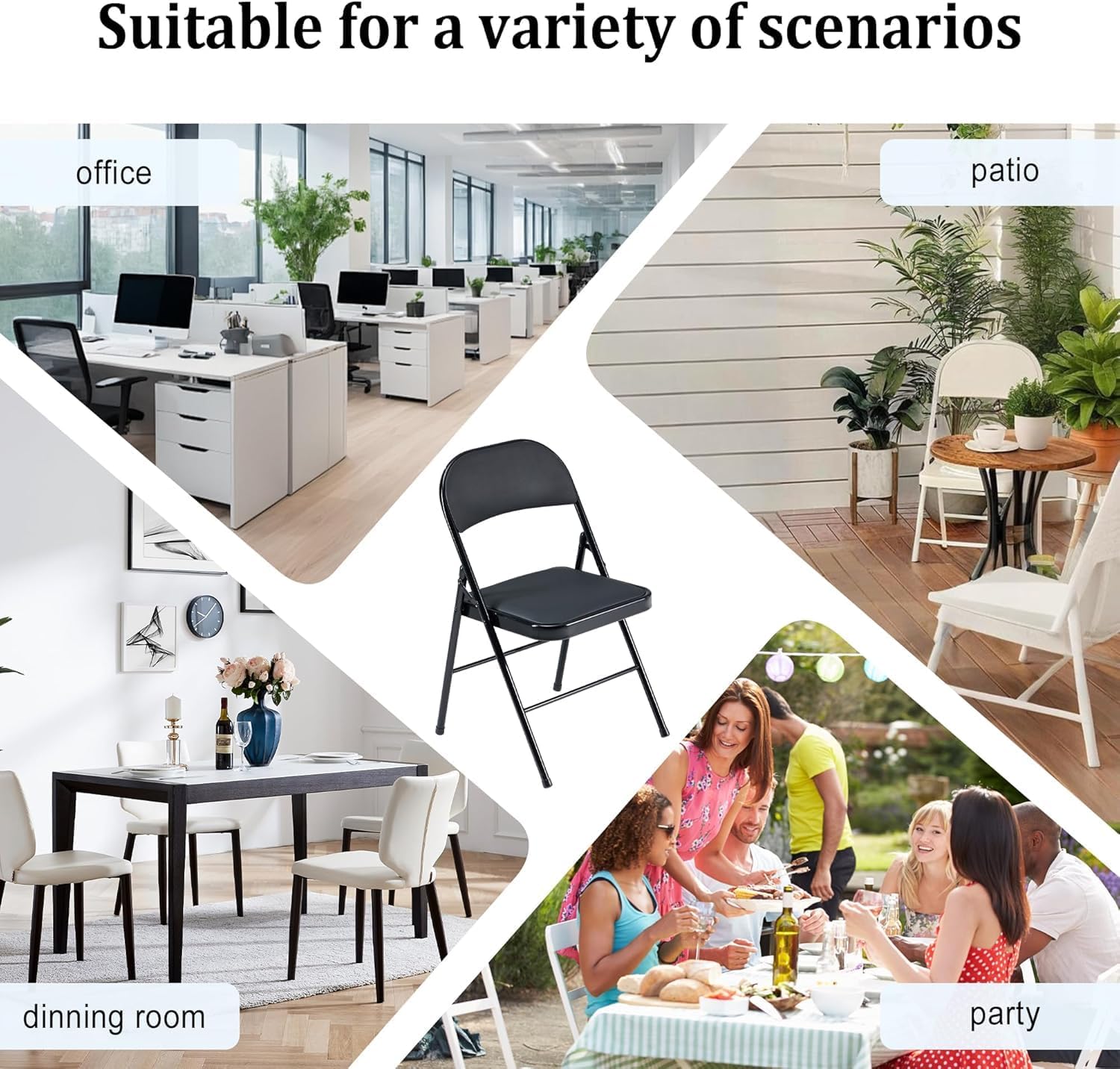 1 Pack Folding Chairs with Cushion, Comfortable Padded Foldable Dinning Chairs, Heavy Duty Metal Chair Portable for Indoor Outdoor Family Gathering Party Event Wedding Office Meeting Church Seating