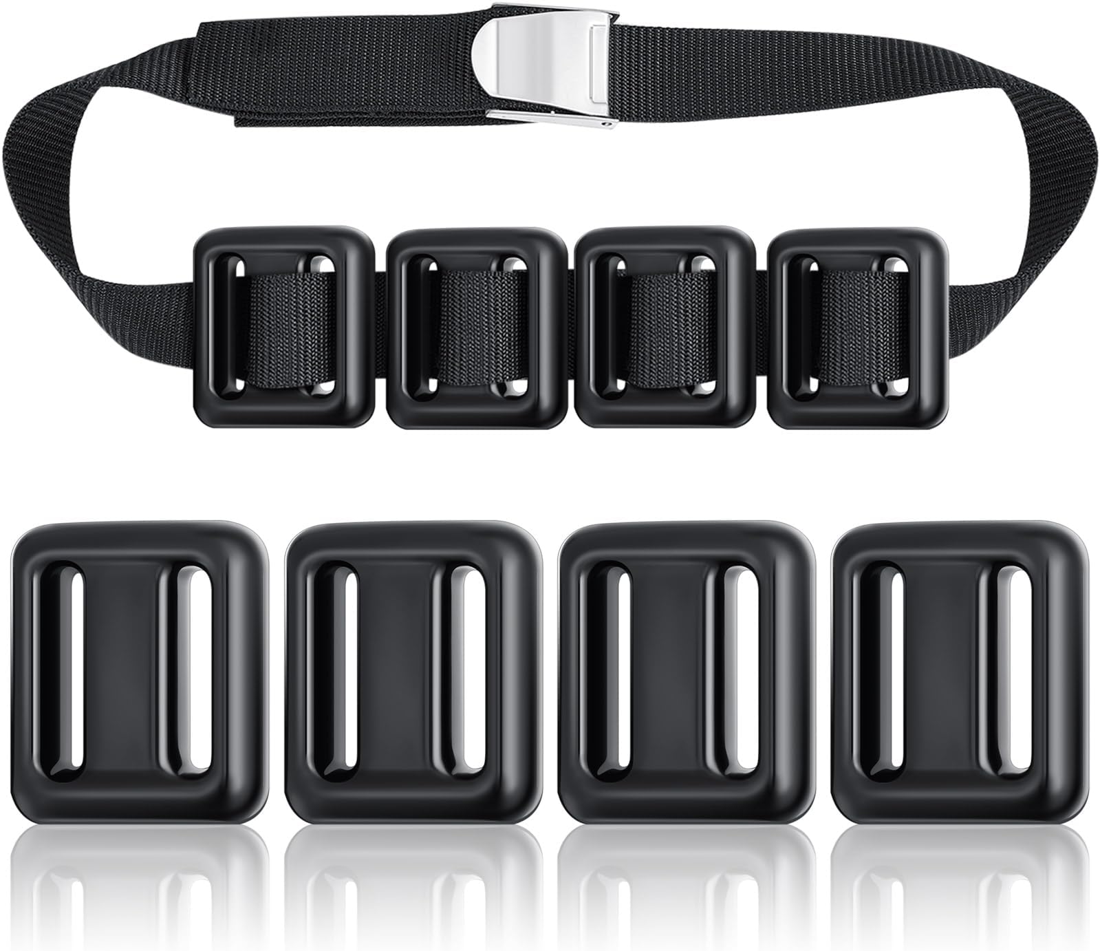 Tellegloww 4 Pcs Dive Weights Belt for Scuba Diving Coated Dive Weights Nylon Dive Belt with Metal Quick Release Buckle for Free Diving Spear Fishing