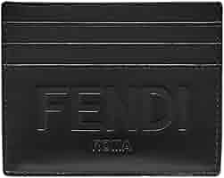 Amazon.com: FENDI Roma Dark Navy Calfskin Leather Card Case Wallet