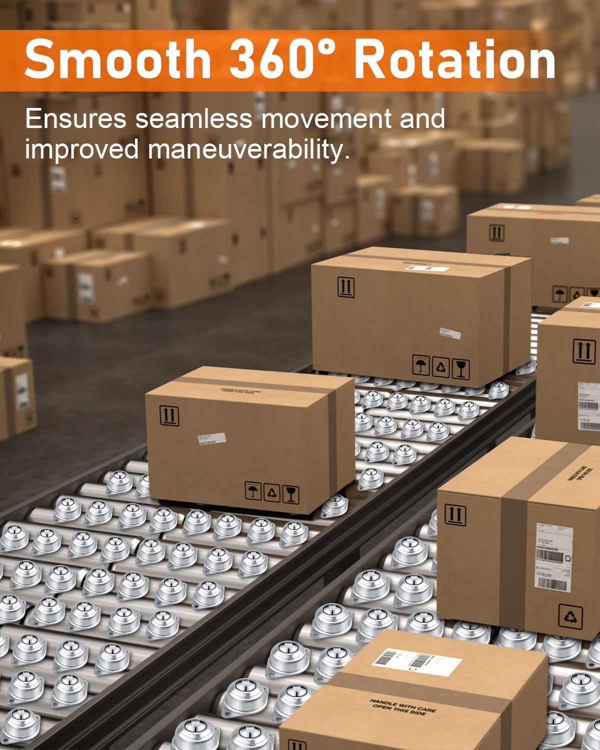 40 PCS Conveyor Rollers Bearings, 360° Smooth Low Profile Casters, 1“ Ball Casters for Furniture, Pickup Truck Bed, Workshops and Garage, Heavy Equipment.