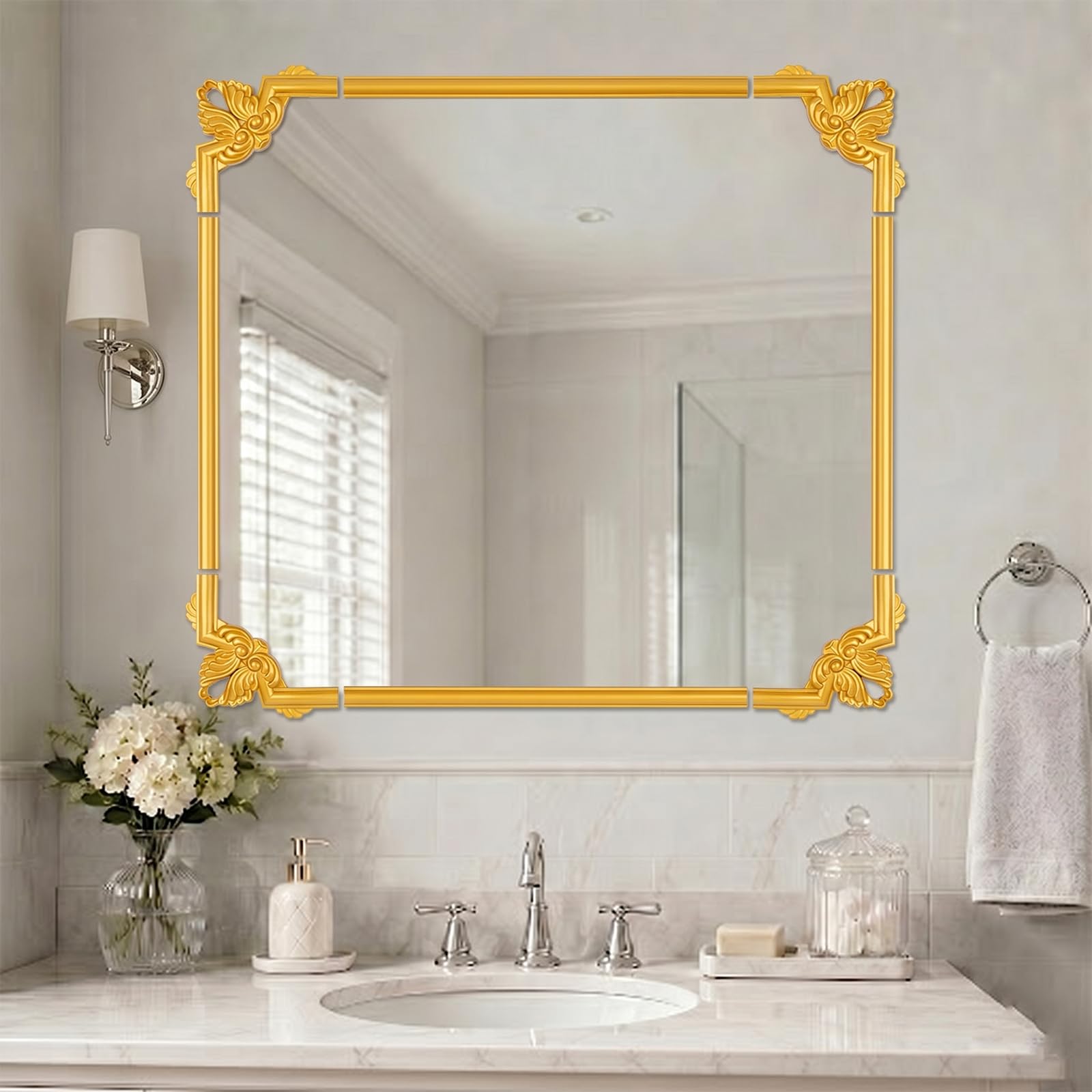 PVC Modanatura Adesiva per Pareti Flessibile per Soffitto Mobili Interni Gold,15m
