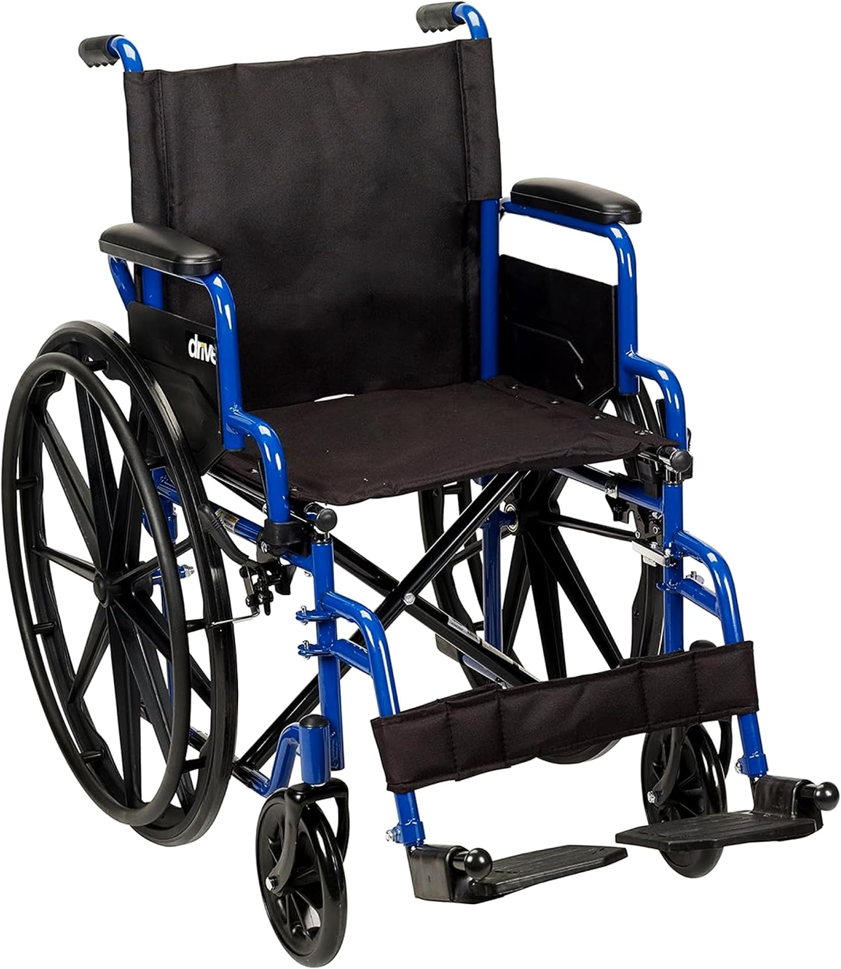 Drive Medical Blue Streak Lightweight Wheelchair, Footrests, 18" Seat
