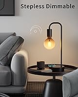 Vista 2 de ONEWISH Lámpara de mesa industrial para dormitorio, lámparas de noche modernas totalmente regulables con bombilla de luz cálida de 2700K