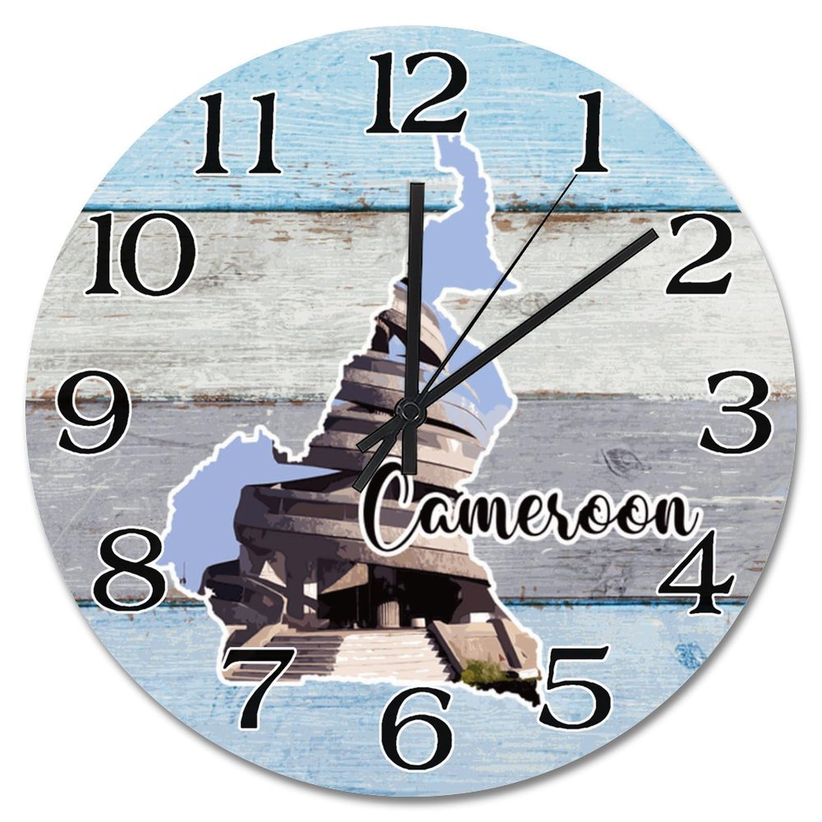 Horloge murale Cameroun 38 cm : le cadeau idéal pour un ami voyageur