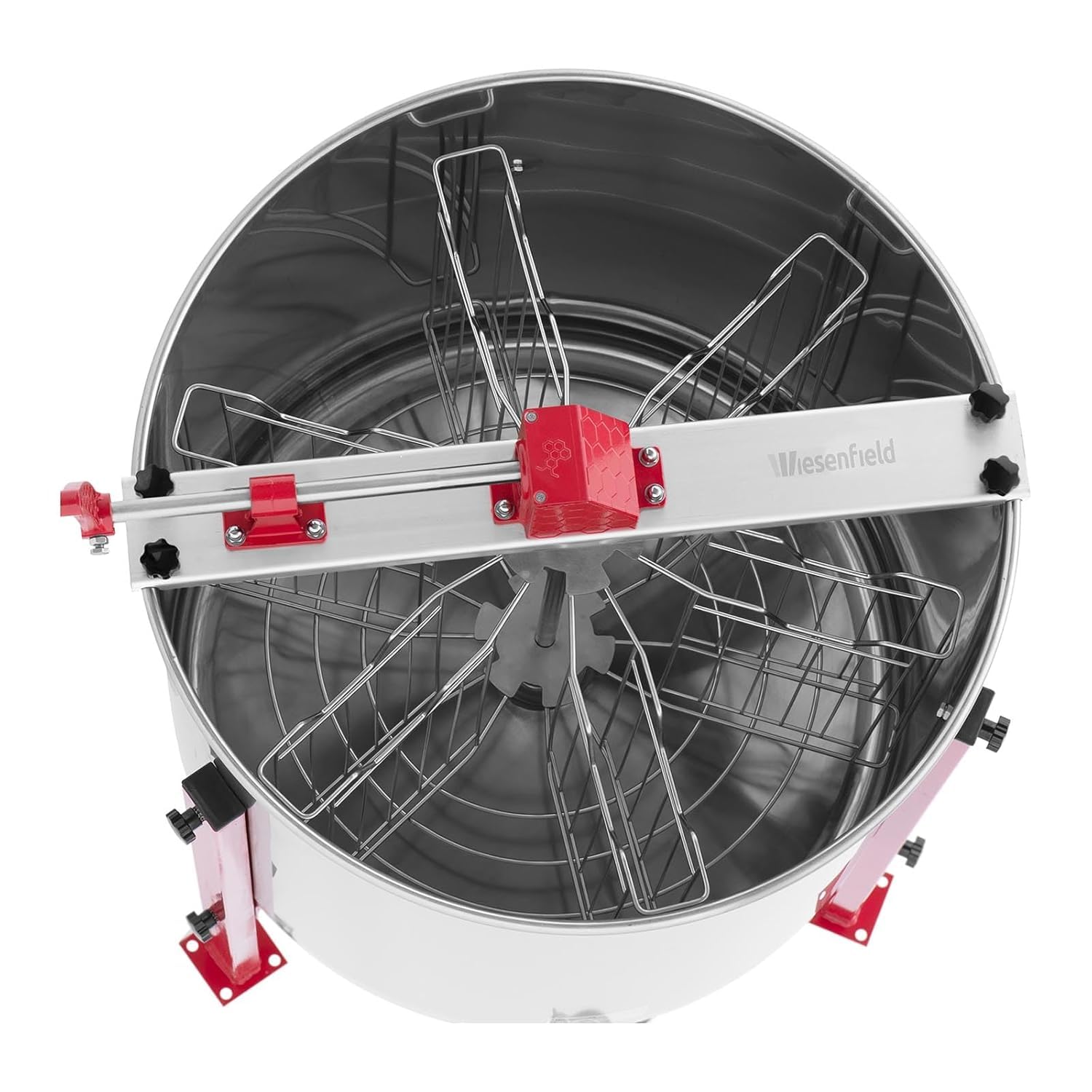 Centrifugeuse manuelle à miel en acier inoxydable pour 6 nids d'abeilles, entraînement diagonal efficace, parfait pour l'apiculture domestique et l'extraction du miel