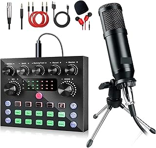 THEGIS Sound Card Kit Condenser Microphone Kit With Audio Mixer For Streaming,Voice Changer Microphone For Live Podcast Equipment Bundle,Karaoke Studio Setup For Recording Music
