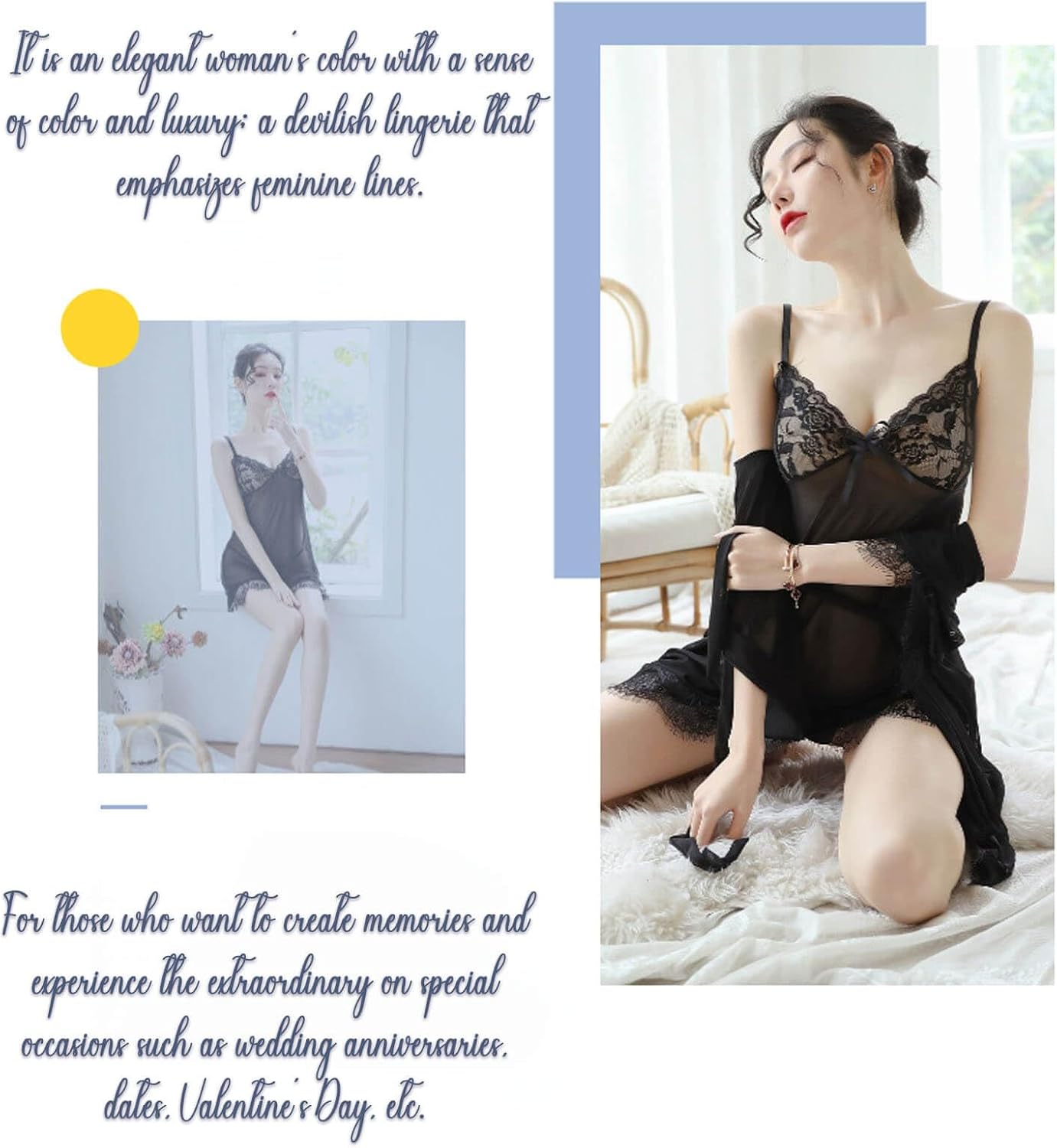 сексуальное нижнее белье Babydoll, прозрачная пижама, ночное белье, кружевная комбинация для сна, женский комплект из 3 предметов, ночная рубашка Babydoll с Т-образной спинкой, большой размер A01, белый, фото 5