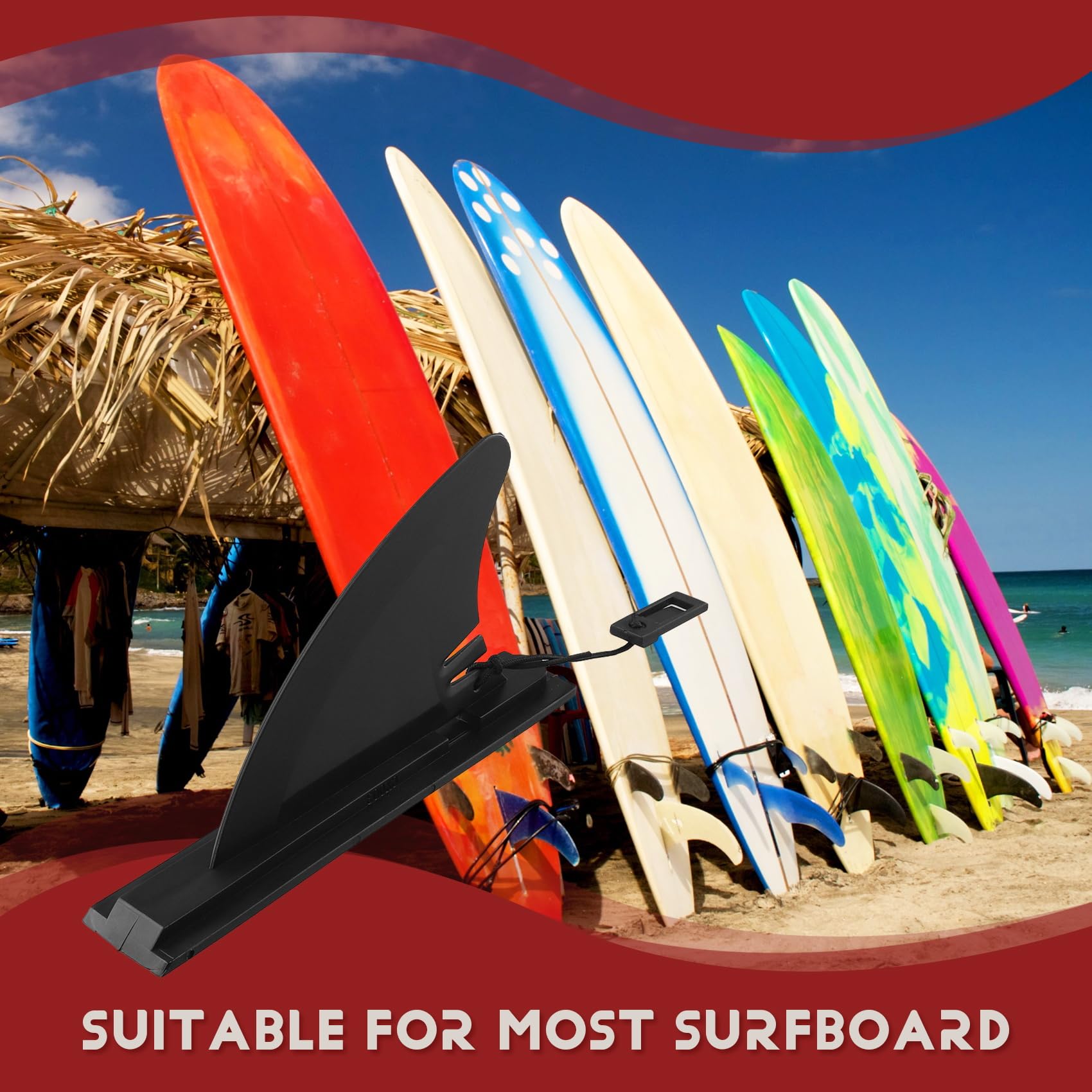 Pinne Per Tavola SUP Gonfiabile | Set 3 Pinne (2 Piccole + 1 Grande) - Plastica Nera - Foto 9