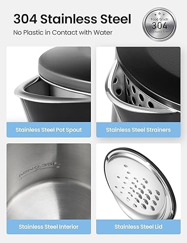 Vista 23 de COMFEE' Hervidor eléctrico de acero inoxidable, hervidor de té eléctrico y caliente de 1.7 litros, hervidor de agua caliente y hervido rápido