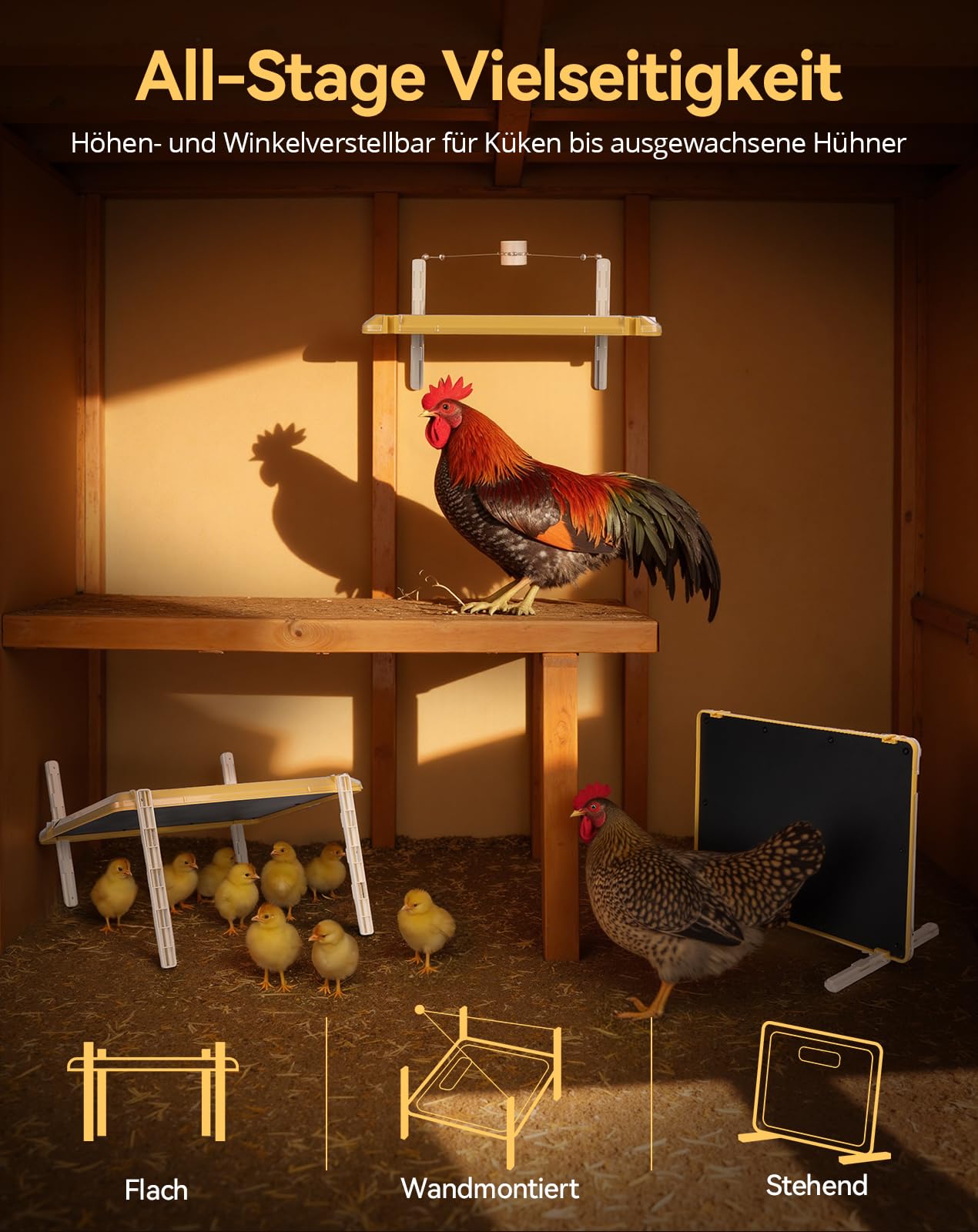 Wärmeplatte Küken mit Timer, 20℃-88℃ Temperatur Verstellbare, 40x30cm Heizung Hühnerstall, 200W Winter Heizplatte Wärmelampe für Hühner, Kaninchen, Klein Tiere, Geflügel Aufzucht