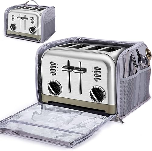 Miniatura 8 de BAGSPRITE Funda para tostadora para 2 rebanadas de ranura ancha, cubiertas antipolvo completamente abiertas para electrodomésticos de cocina