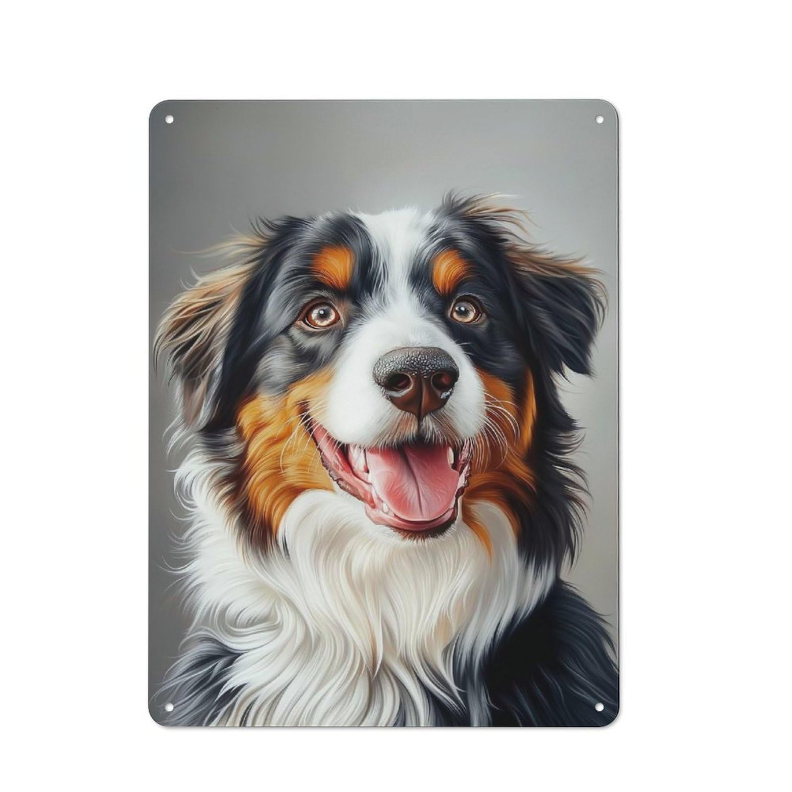 Junmoney Happy Bernese Mountain Dog Portrait Metal Tin Sign, Clear Colour Print, For Garage, Shed, Workshop Or Hobby Room, 40X30cm
