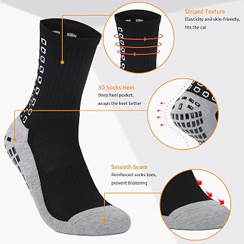 Men's Soccer Socks Grip Anti Slip Athletic Socks for Men Football Basketball Grip Pads Versatile Pairings...