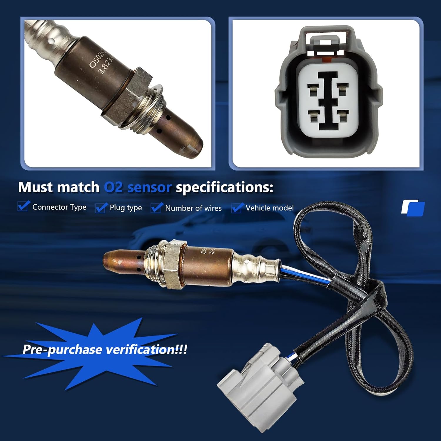 Maxfavor 234-9040 O2 Oxygen Sensor Upstream Compatible with Honda Accord 2003 2004 2005 2006 2007 DX EX EX-L LX SE L4 2.4L O2 Sensor 36531RAAA01 36531RAAA02 36531RBB003 15400 24668