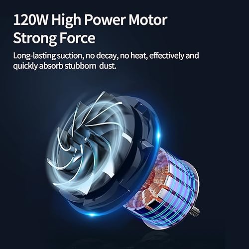 Miniatura 7 de Aspiradora inalámbrica de mano, 2 en 1, USB 80000 RPM, soplador de polvo de aire comprimido portátil, mini aspiradora recargable para automóvil,