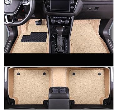 Car Floor Mats for GWM Tank 300 500 700, Car Floor Mat Set Car Floor Protectors Car Interior Accessory,2 Double Layer-C Beige