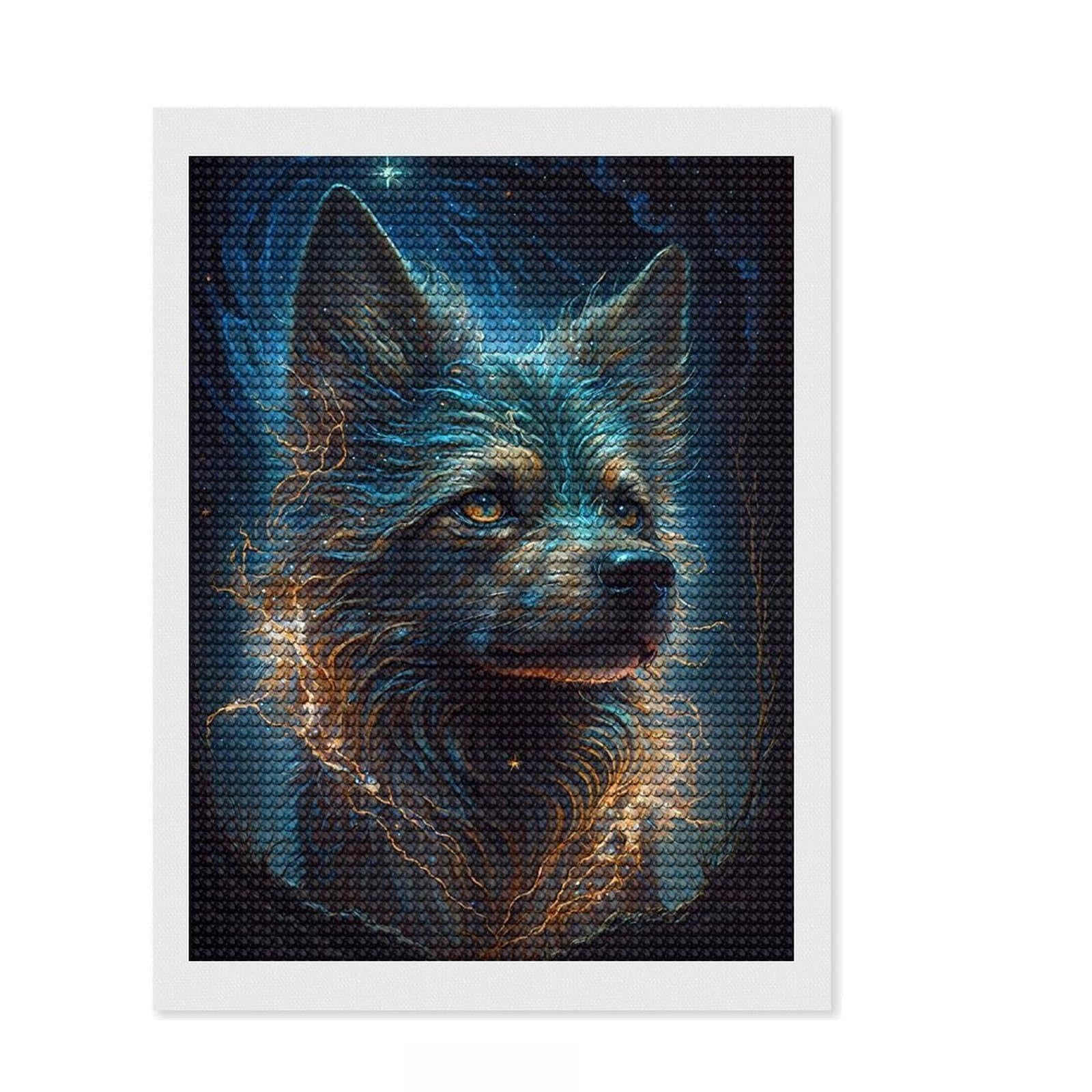 Junmoney Yorkshire Terrier Dog(2) Full Drill Diamond Painting Kit 12"x16", Satisfying Creative Project, Finish and Display, Stress Relief Craft