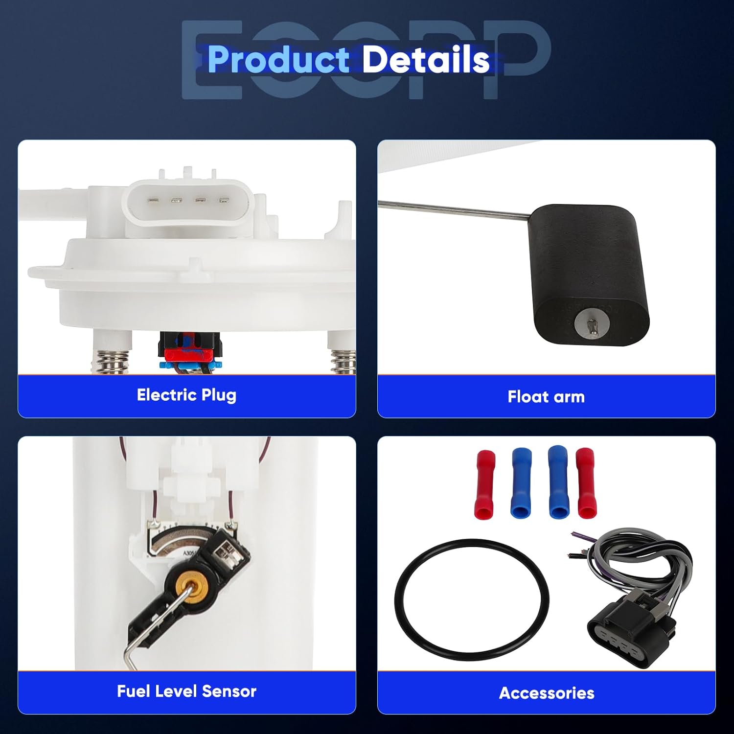 ECCPP Fuel Pump Assembly E3501M fit for Chevrolet Chevy Silverado GMC Sierra 1999 2000 2001 2002 2003 4.3L/4.8L/5.3L w/sending unit for Silverado 1500 2500 3500 for Sierra 1500 2500 3500, 25314655