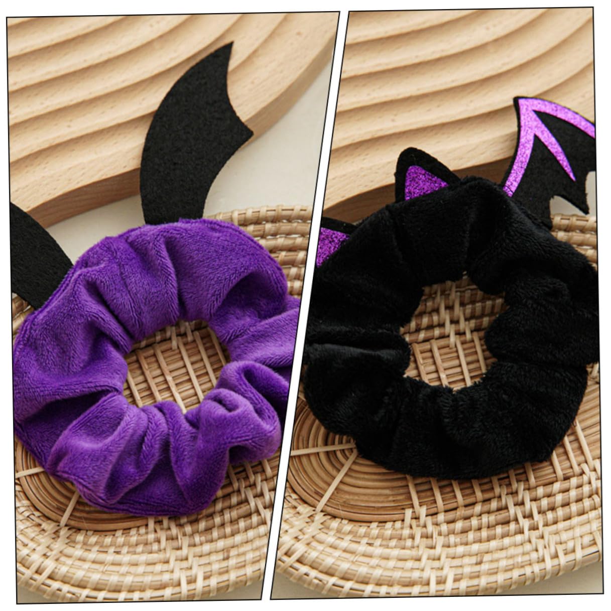 OSALADI 3pcs Halloween Hair Scrunchies Elastic Hair Ties with Purple Spider Bat Demon Patterns Decorative Ponytail Holders for Women Holiday Accessories