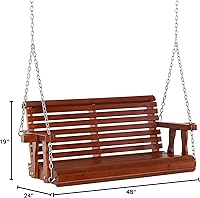 Vista 9 de Columpio doble de madera de cedro de 4 pies con cadena de hierro, 500 libras, color marrón oscuro