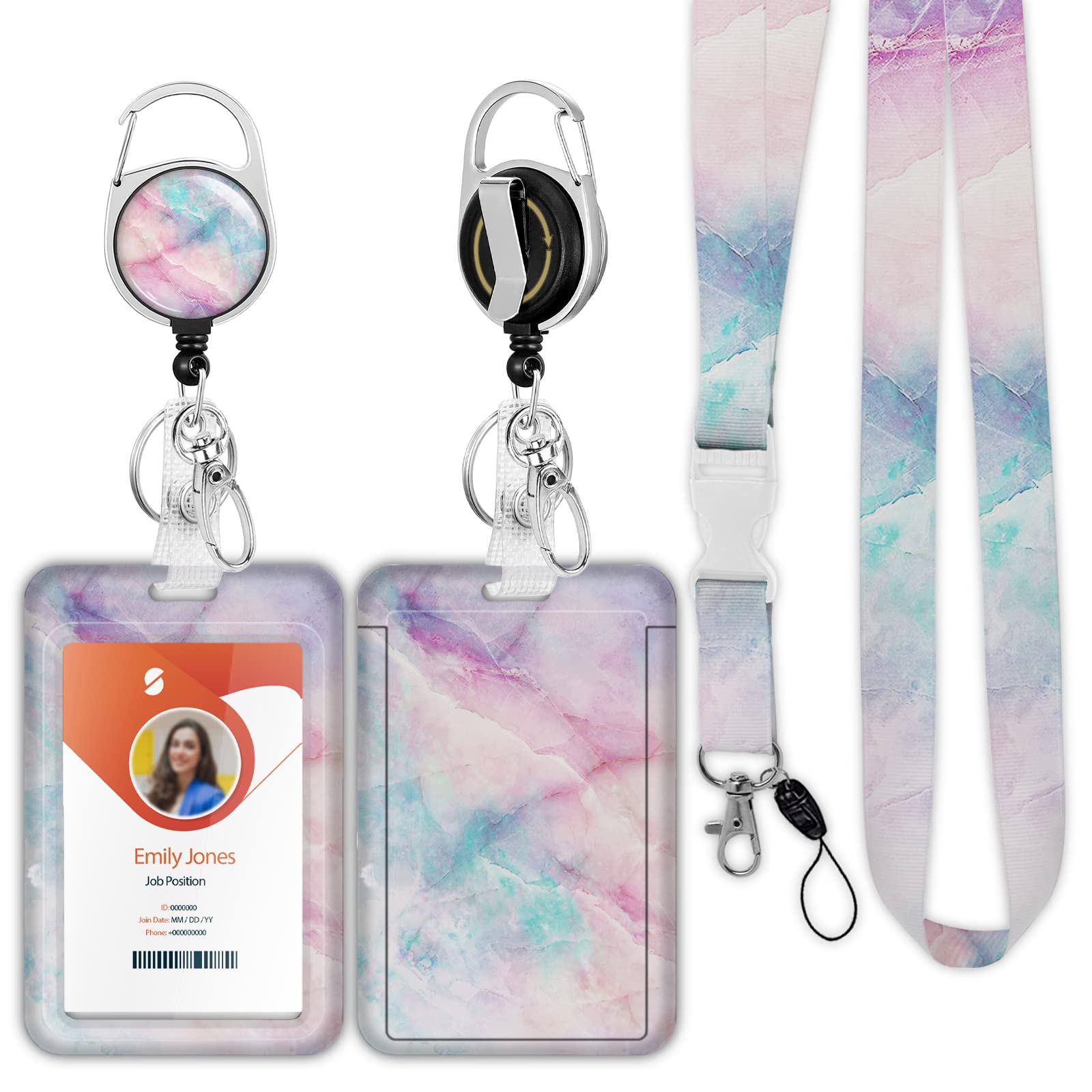 ID Badge Holder with Lanyard,Retractable ID Badge Card Holders Detachable Neck Lanyard Strap with Badge Reel and Vertical ID Holder for Nurse Students