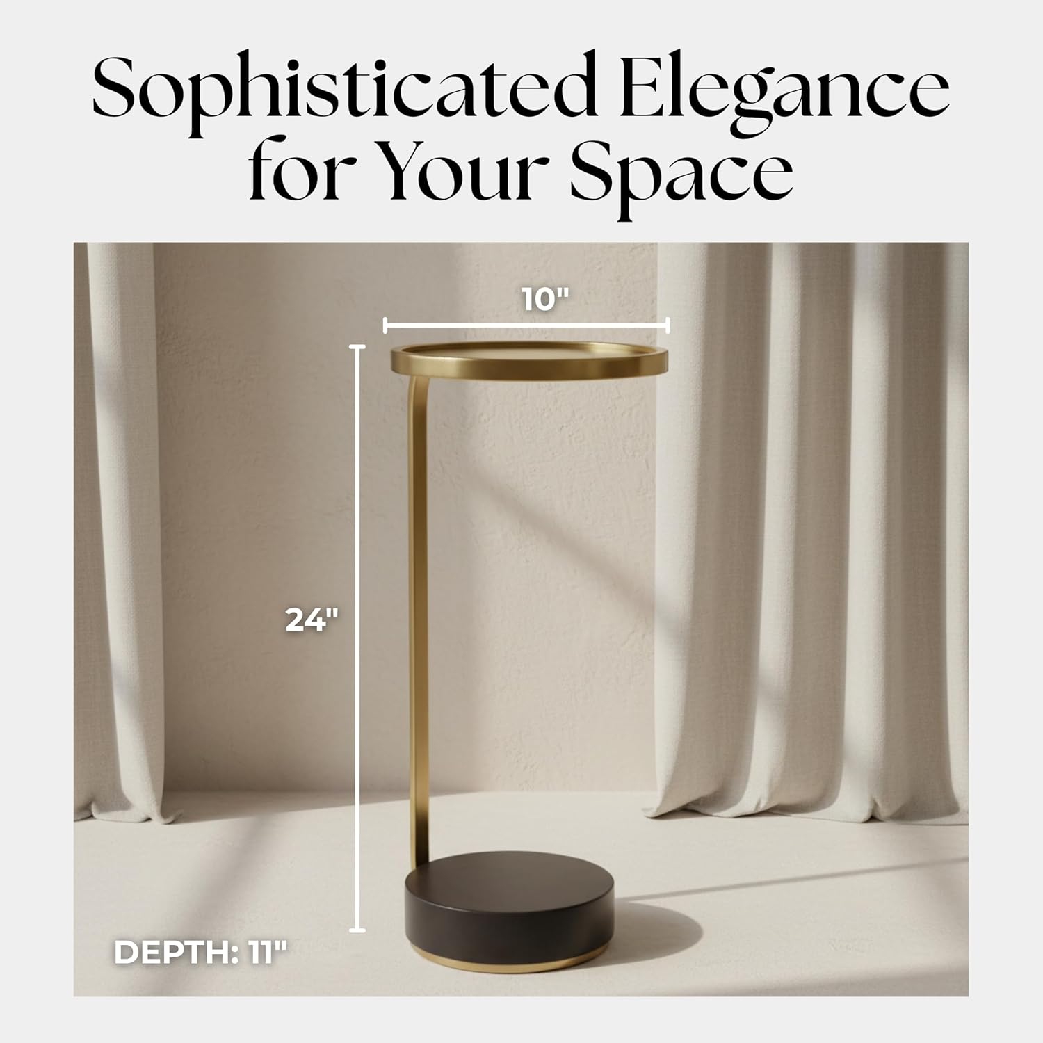 Accent Table with Metal Top & Marble Base - Metallic Modern Round Side Table for Living Room and Bedroom - Indoor Use Only - Marble and Metal Home Decor - Living Room Accent – 24", Gold