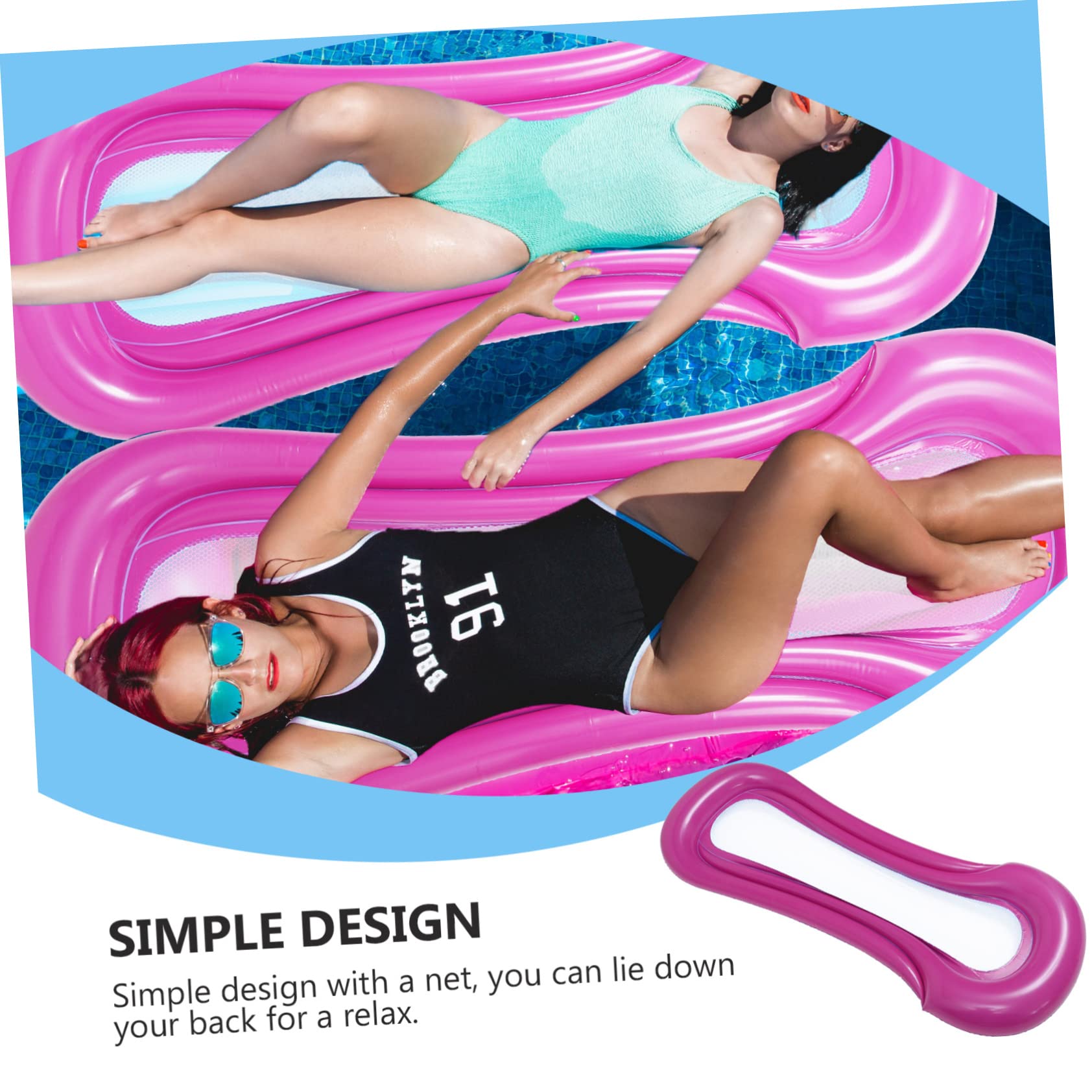 Toyvian Materassino Gonfiabile Rosso Pieghevole con Rete, Letto Galleggiante Portatile in Pvc per Piscina e Giochi Acquatici