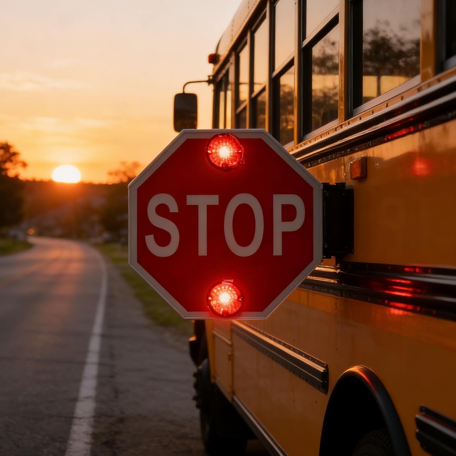 12V/24V School Bus Stop Arm Signal with LED Flashing Lights, Electronic Controller for Enhanced Traffic Safety at School Buses, Visibility & Compliance