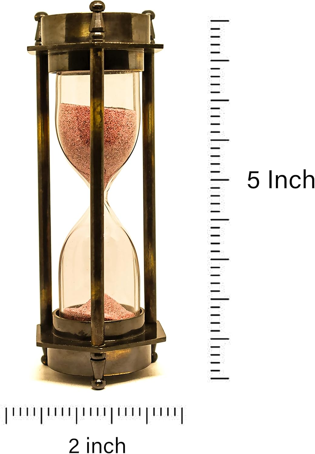 Dual Face Compass with 5-Inch Antique Sand Timer Hourglass – Vintage Brass Navigation & 5-Minute Timepiece for Home Decor, Office & Desk Display – Nautical Decorative Gift for Men & Women
